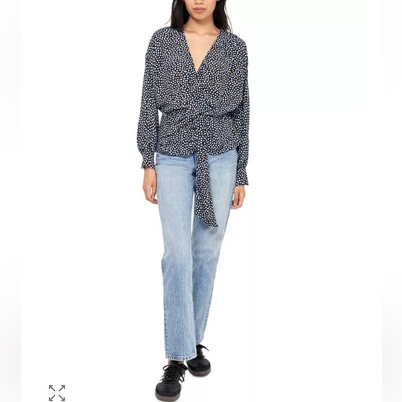Joie Tops - Joie Louise Faux Wrap Blouse in Navy. NWT, stunning design!!